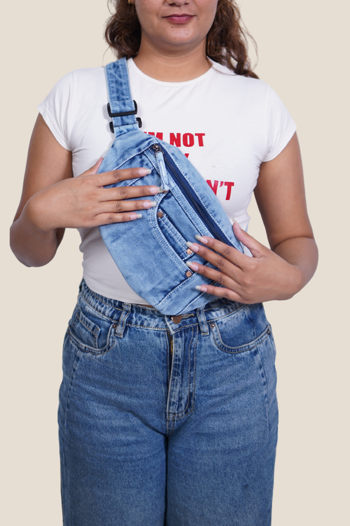 FrontPocket Belt Bag Denim, Acid Wash Blue, photo 2