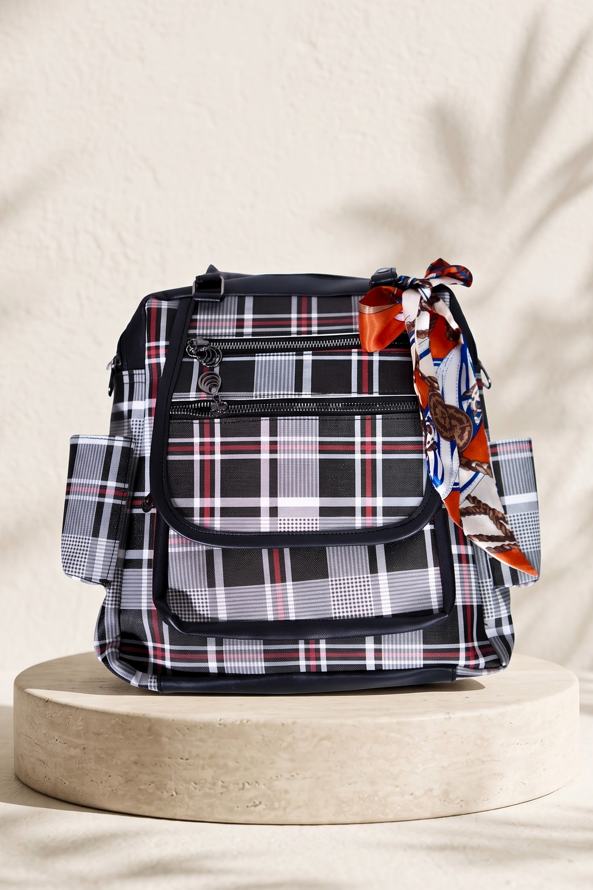Campus Chic Backpack, Blush Grey Plaid, photo 1