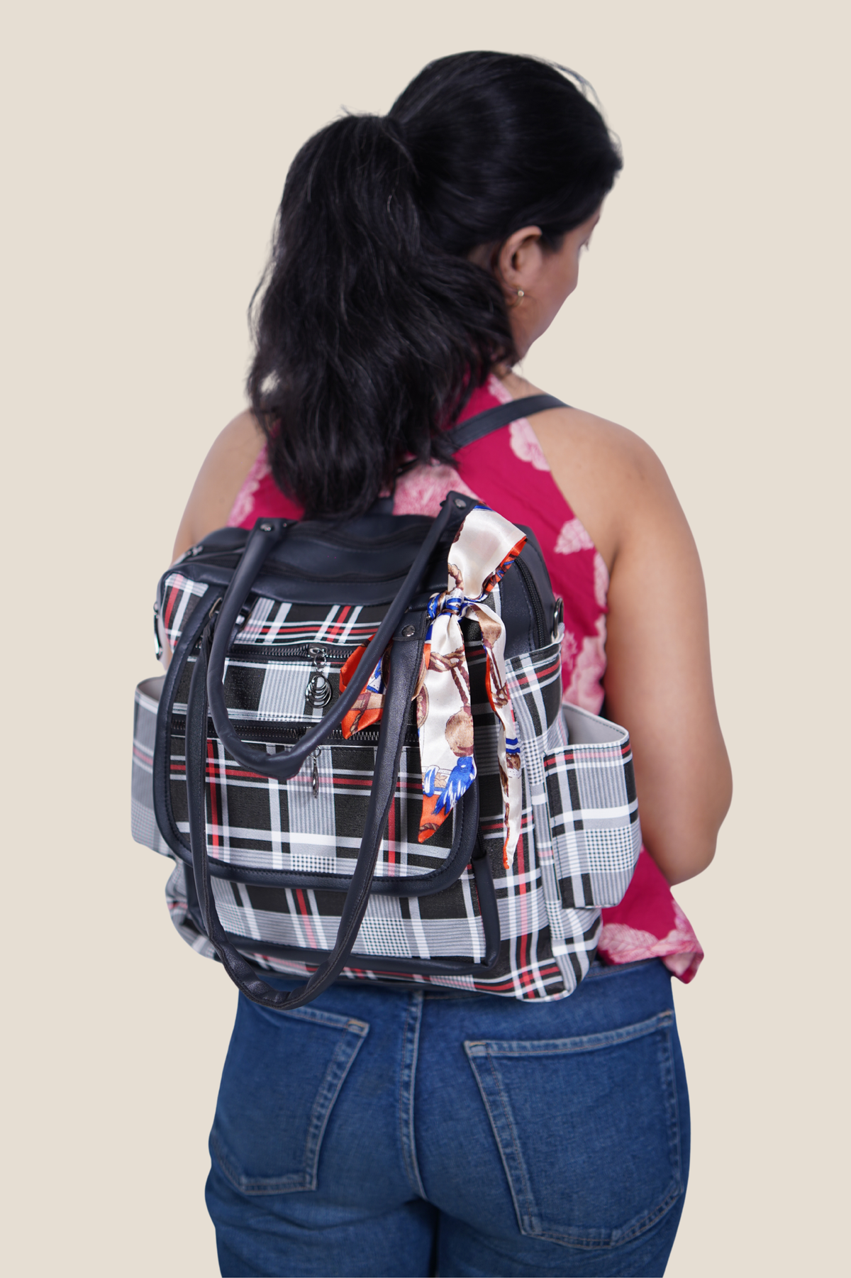 Campus Chic Backpack, Blush Grey Plaid, photo 2